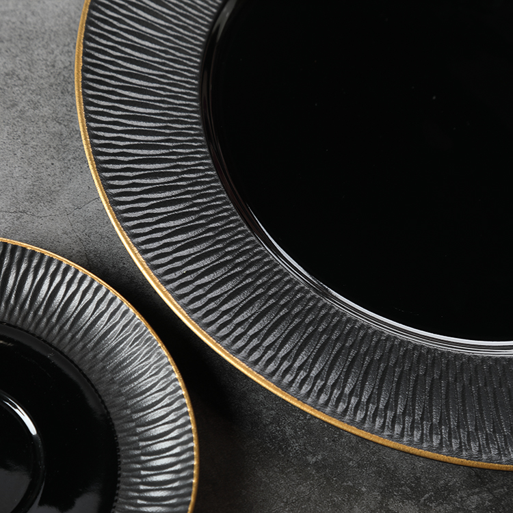 Black dinnerware sets with gold rim