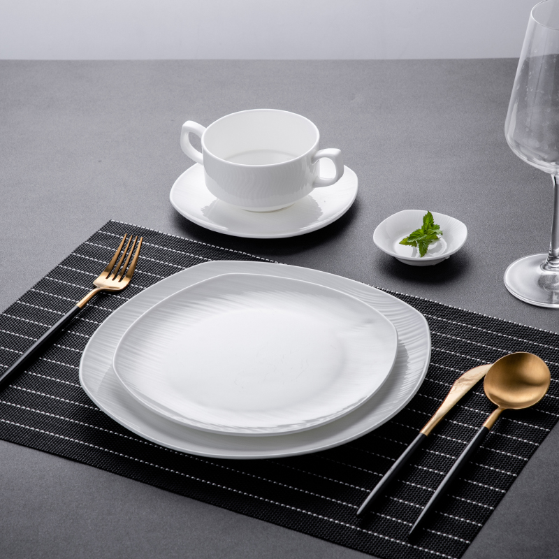 Customized square bone china tableware (1)