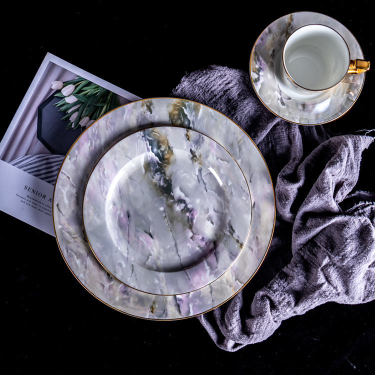Marble Wedding Dinner Porcelain Plates (2)