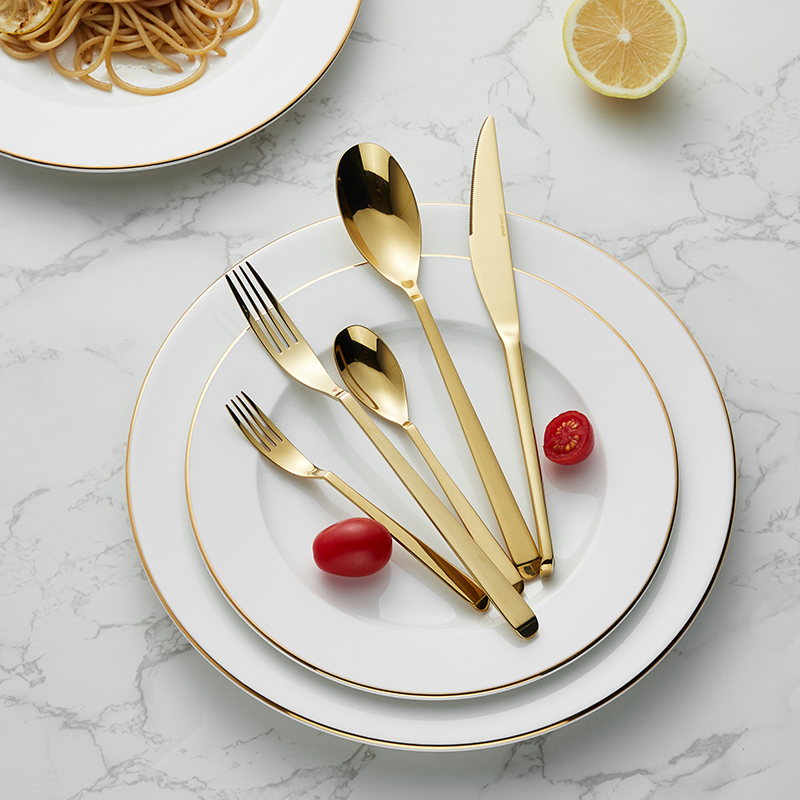 Matte gold spoon fork knife cutlery set 3