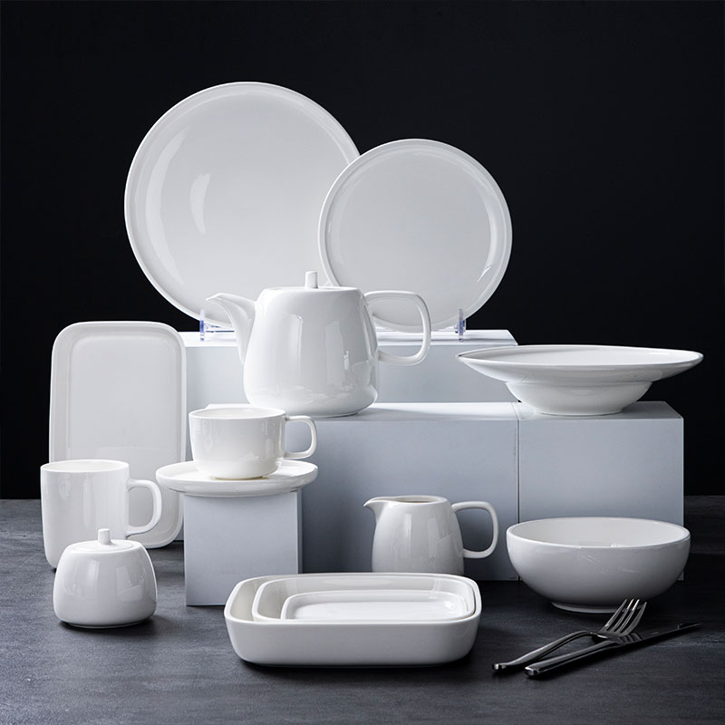 White porcelain straight edge dinner sets