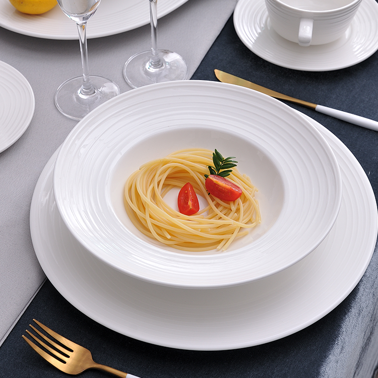 pasta in a white porcelain bowl