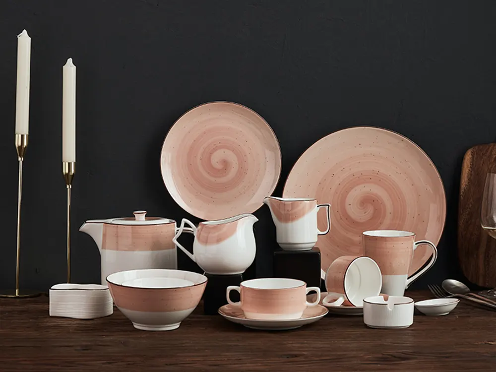 pink color Porcelain Dinnerware