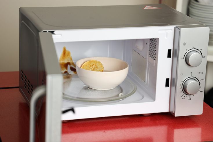 a ceramic bowl in the microwave