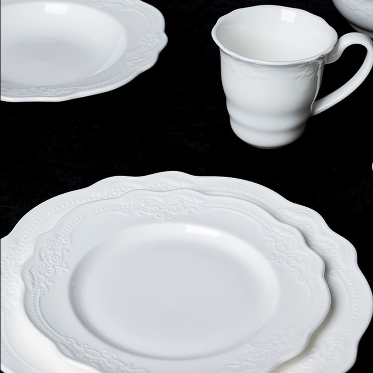 Conjunto de utensílios de porcelana branca de banquete (1)