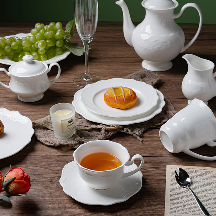 White Cup and Saucer Set Fine Porcelain (1)