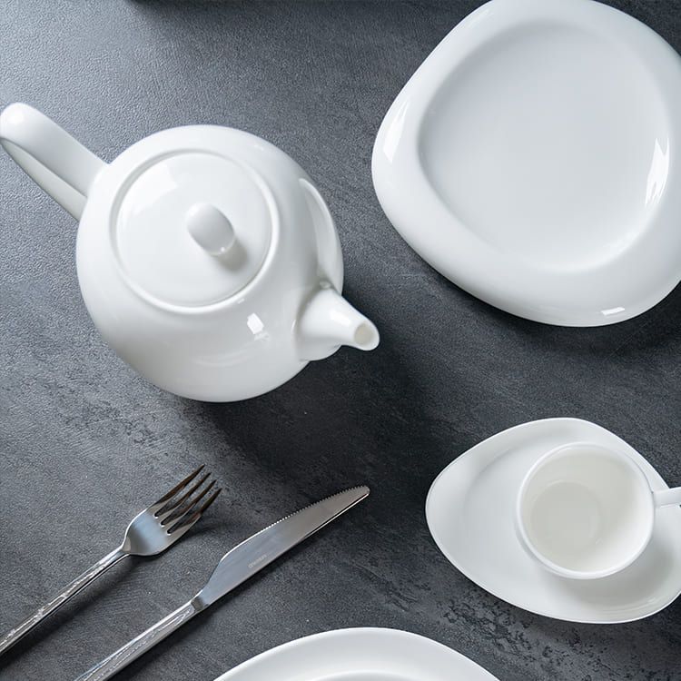 1200ml Porcelain White Teapot & Coffee Pot (2)