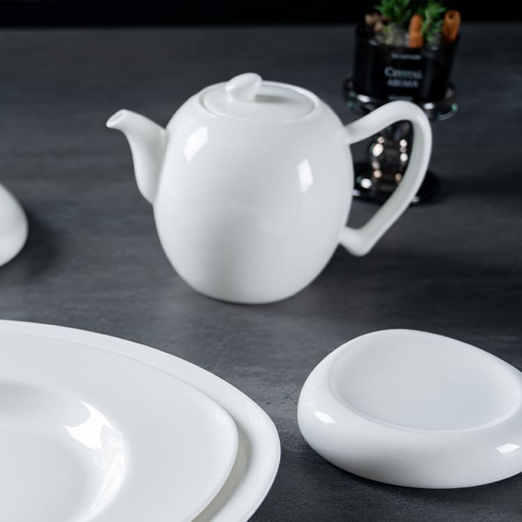 1200ml Porcelain White Teapot & Coffee Pot (3)
