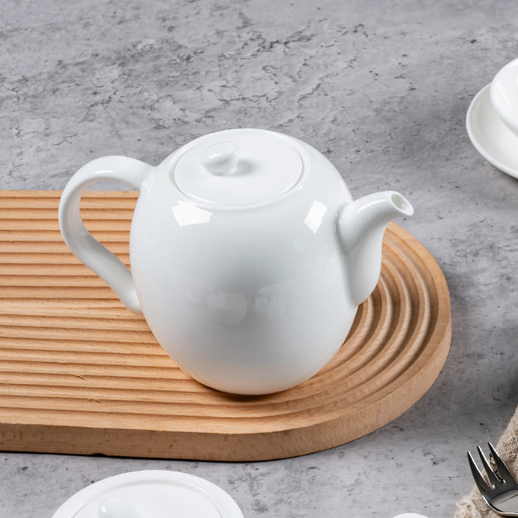 1200ml Porcelain White Teapot & Coffee Pot (4)