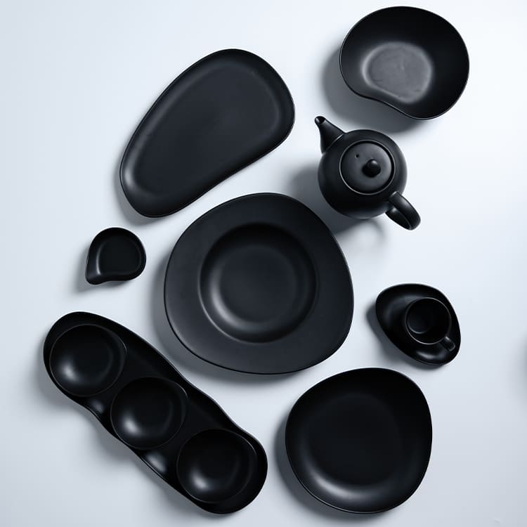 Azure collection black soup pasta plate (1)