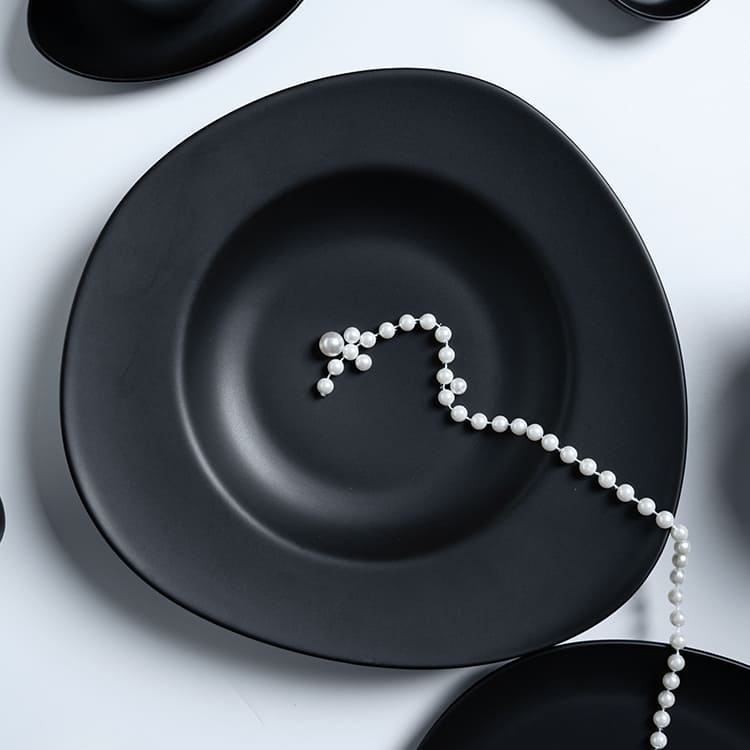 Azure collection black soup pasta plate (2)