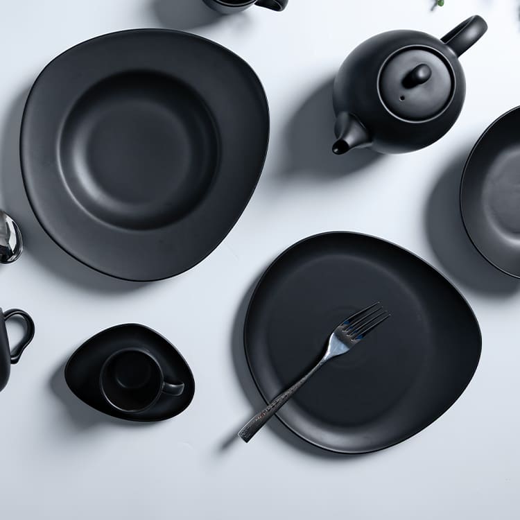 Azure collection black soup pasta plate (3)