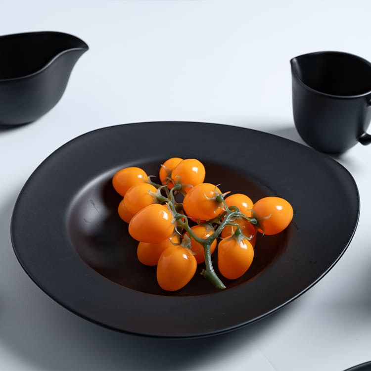 Azure collection black soup pasta plate (4)