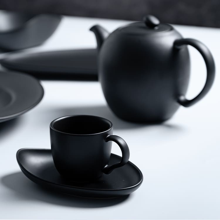 Black Matte Coffee Cups Fine Porcelain (4)