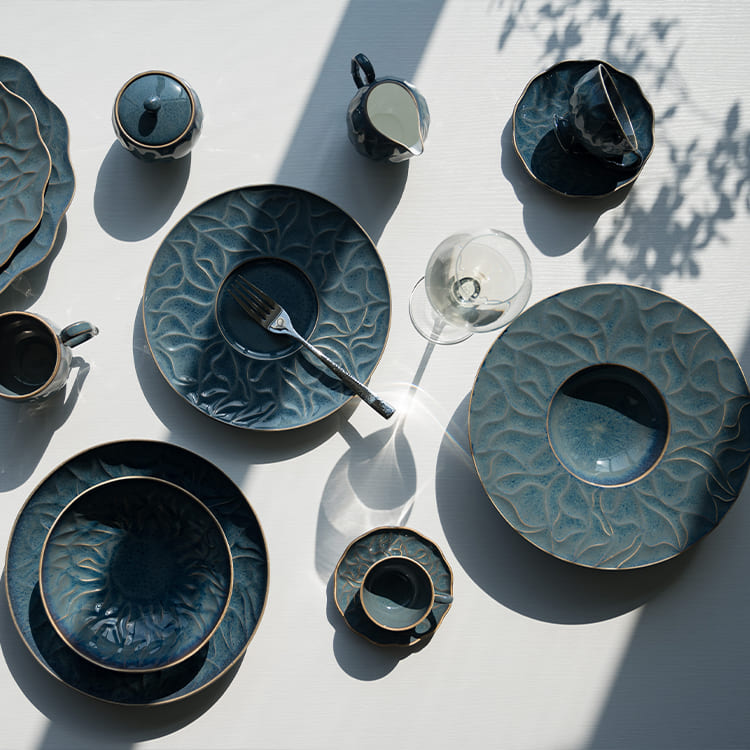 Blue Decorative Bone China Salad Plate (1)