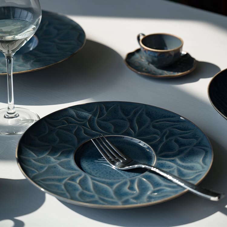 Blue Decorative Bone China Salad Plate (2)