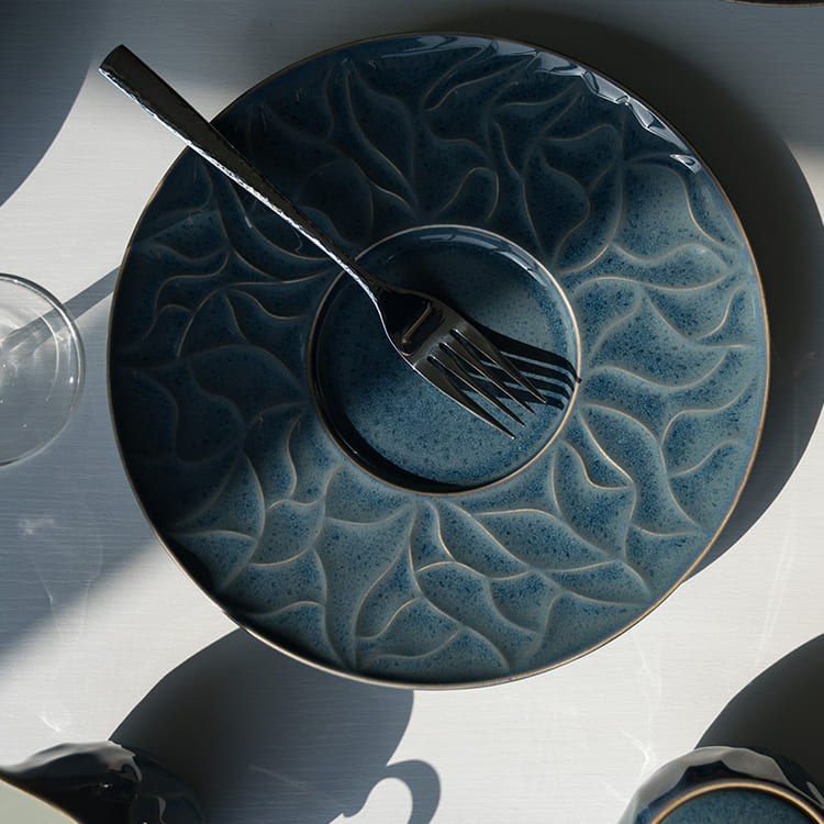 Blue Decorative Bone China Salad Plate (3)