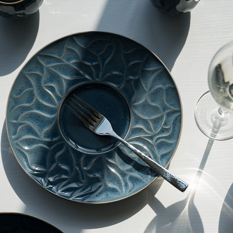 Blue Decorative Bone China Salad Plate (4)