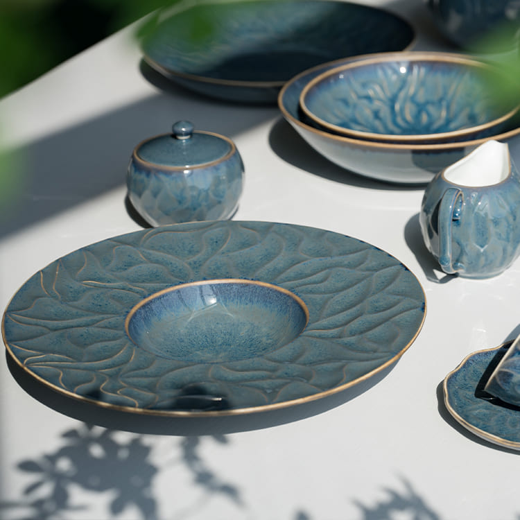 Blue Decorative Bone China Salad Plate (5)