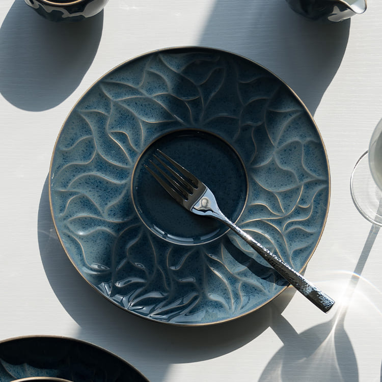 Blue Decorative Bone China Salad Plate (6)