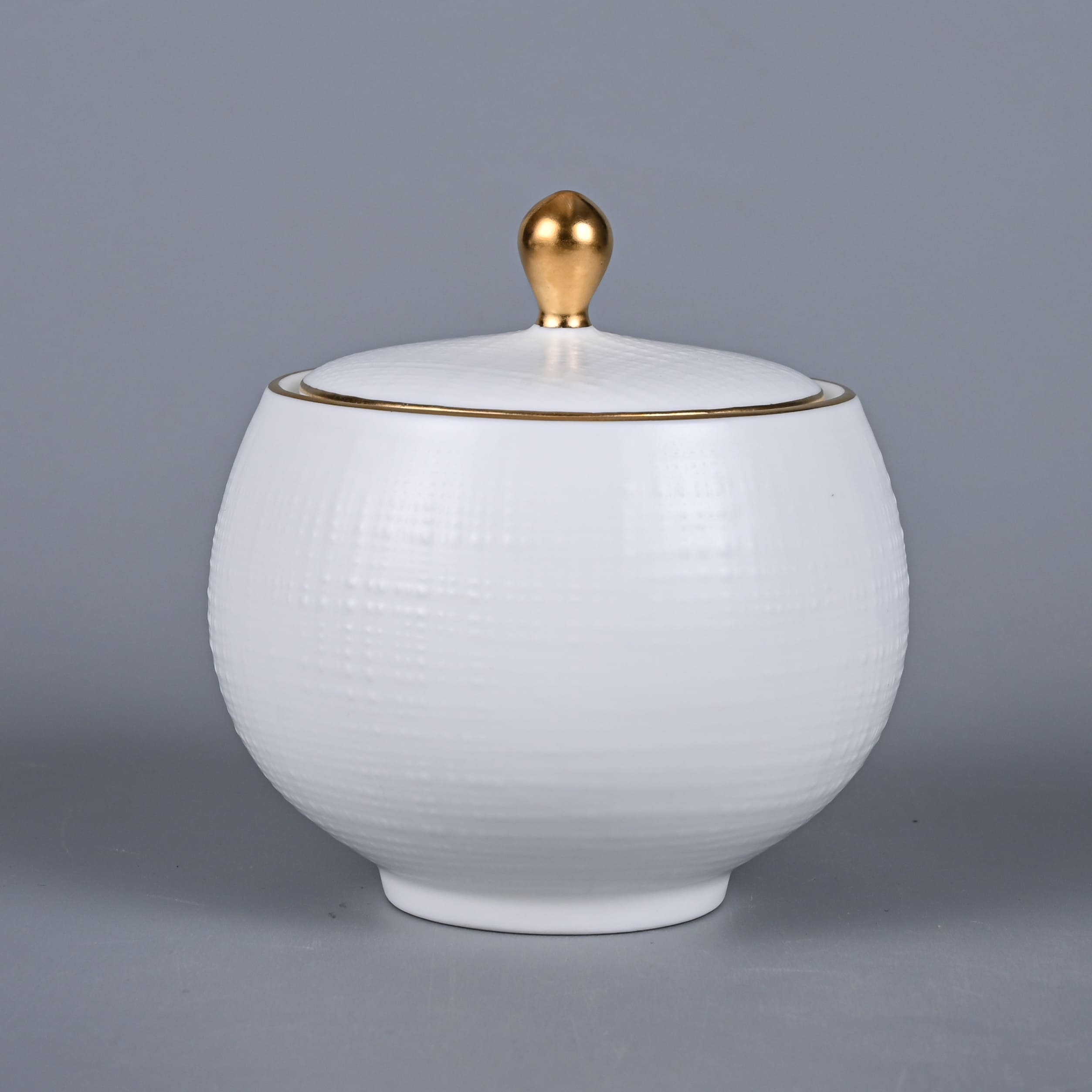 Bone China White Sugar Bowl with Lid (1)