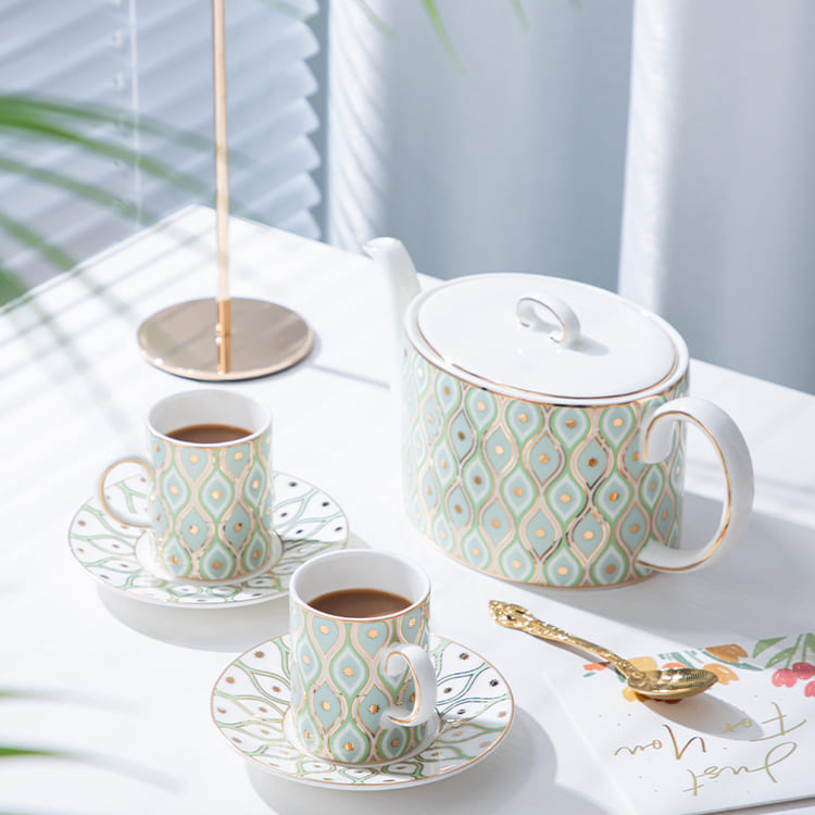 Pfauen-Kaffeetasse und Untertasse im Set 5 Stk (2)