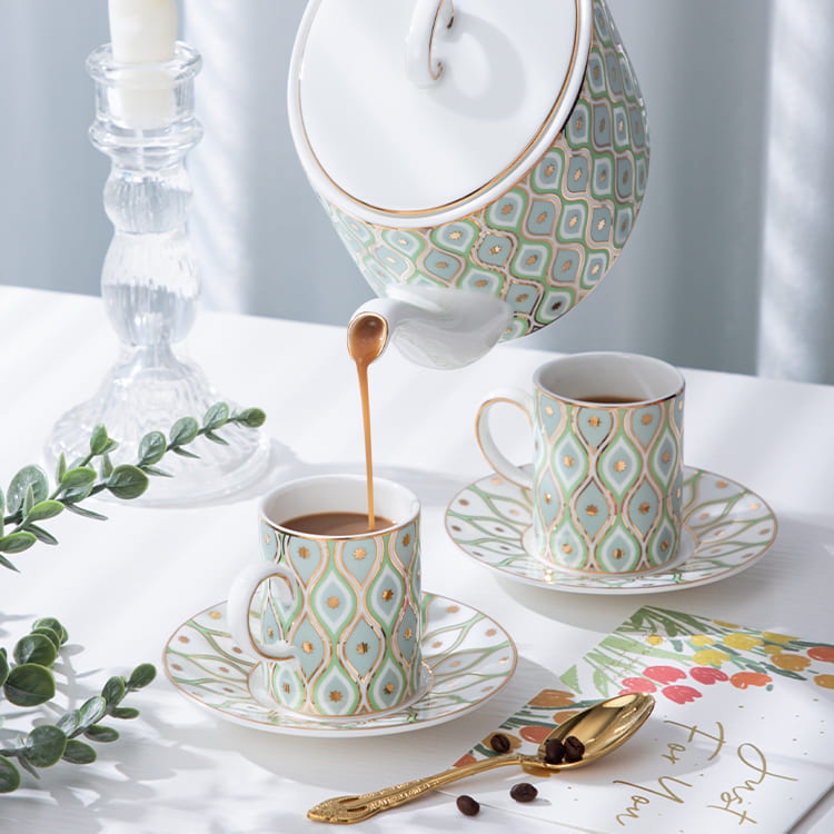 Pfauen-Kaffeetasse und Untertasse im Set 5 Stk (3)