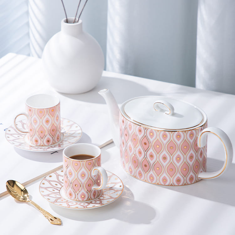 Peacock Pink Espresso Cup and Saucer Set of 2 (2)