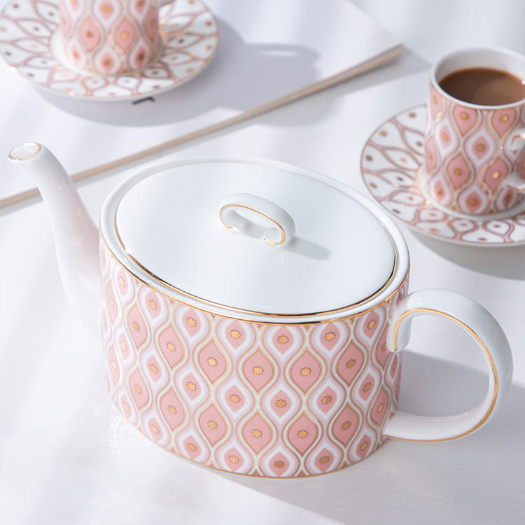 Peacock Pink Espresso Cup and Saucer Set of 2 (4)