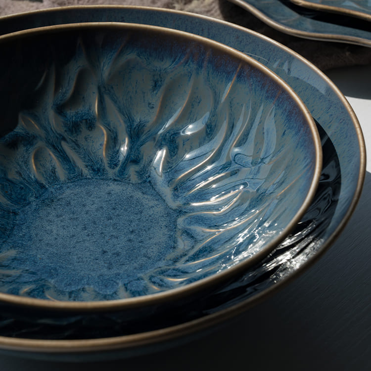 Reactive Glaze Bone China Pasta & Salad Bowl (4)