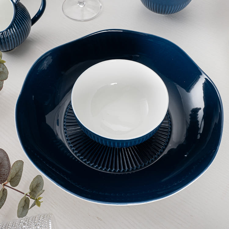 Blütenblaues Geschirrset (3)