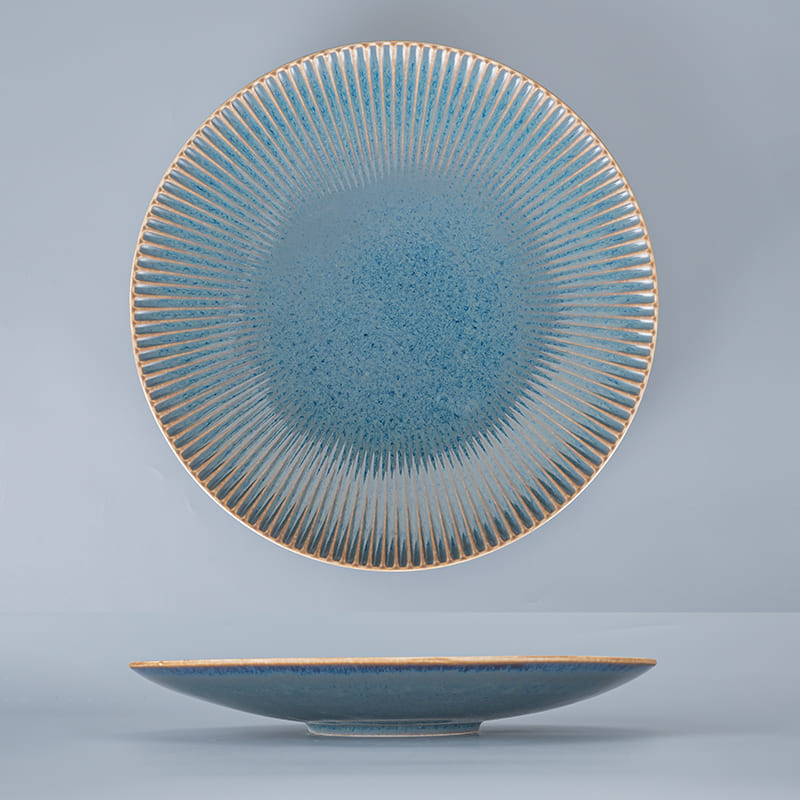 Blossom Reactive Glaze Blue Coupe Plate (1)
