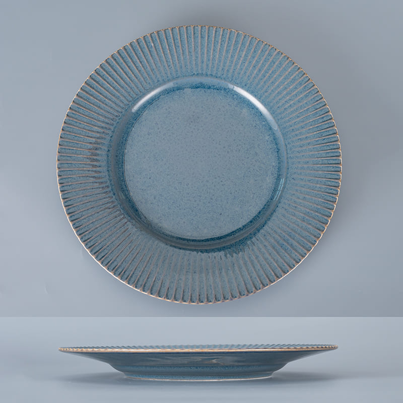 Blossom Reactive Glaze Blue Flat Dinner Plate (1)