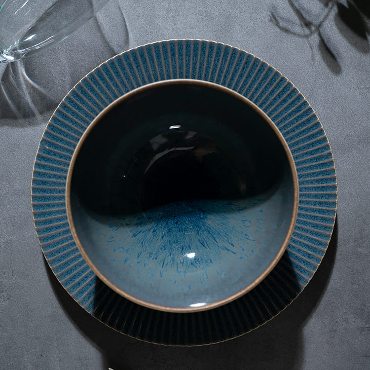 Blossom Reactive Glaze Blue Salad Bowl (3)