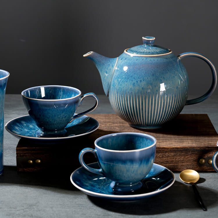 Blossom Reactive Glaze Blue Tea Cup & Coffee Mug (1)