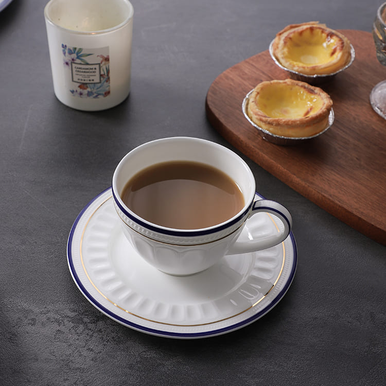 Roman Blue and White Coffee Cup with Gold Rim (1)