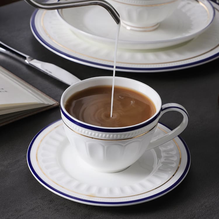 Roman Blue and White Coffee Cup with Gold Rim (2)