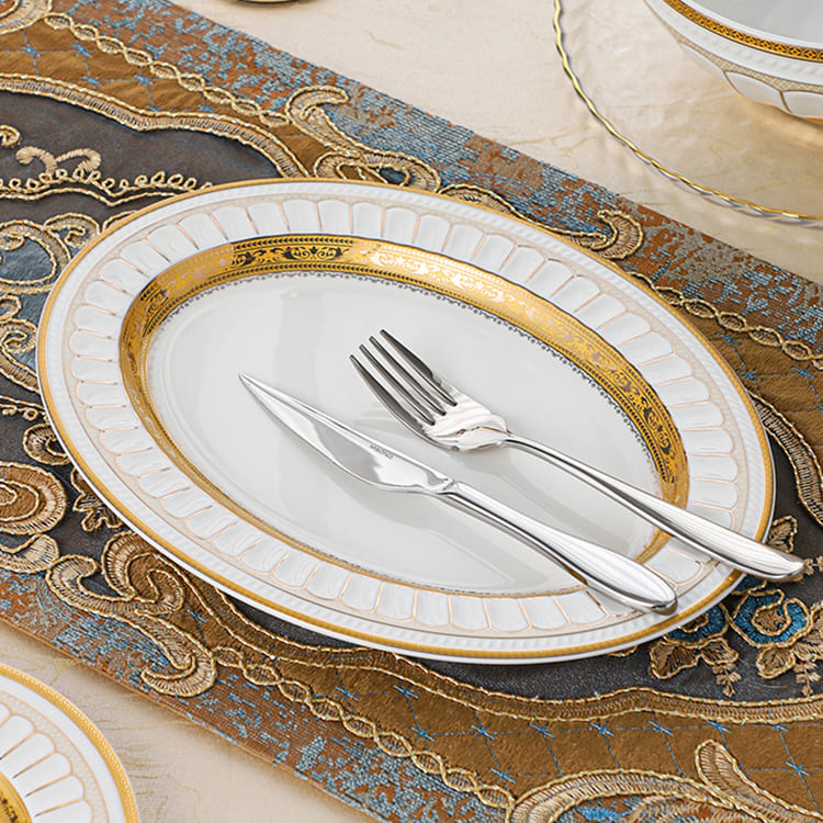 Roman Oval Platter White and Gold