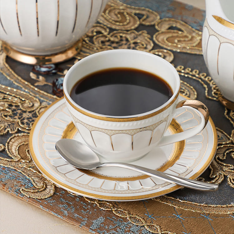 Roman White and Gold Coffee Cups (2)