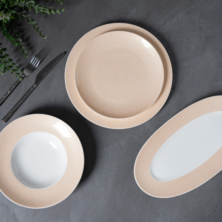 Beige Shallow Platter Bone China (5)