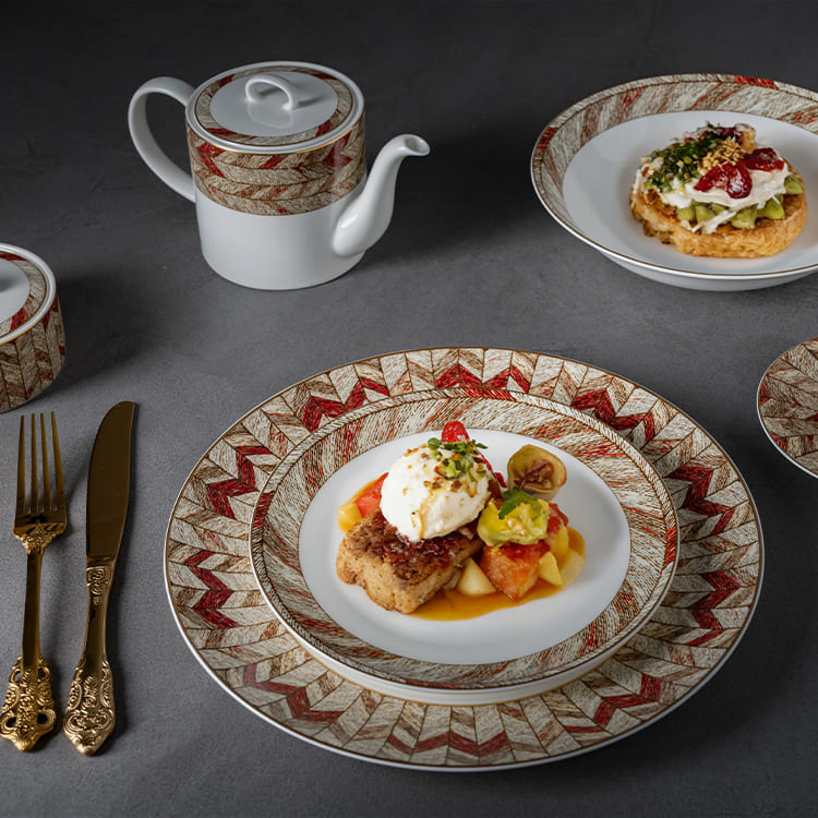 Meridian-Gewebe-Geschirr mit geometrischem Muster (2)