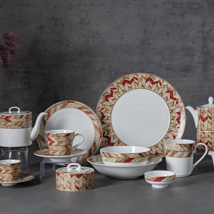 Meridian-Gewebe-Geschirr mit geometrischem Muster (3)