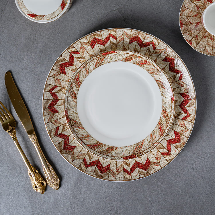 Meridian-Gewebe-Geschirr mit geometrischem Muster (5)