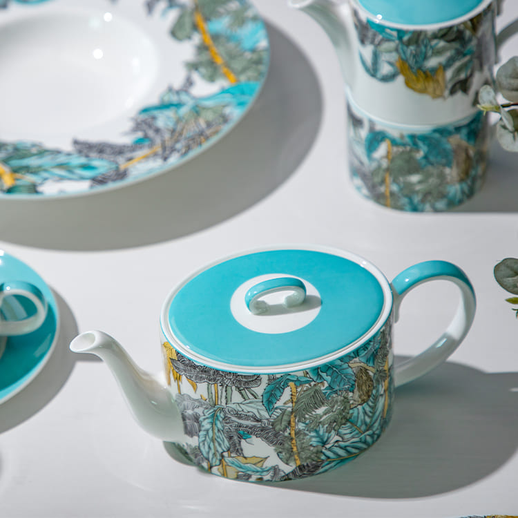 Modern Botanical Printed Bone China Dinnerware Plates (1)