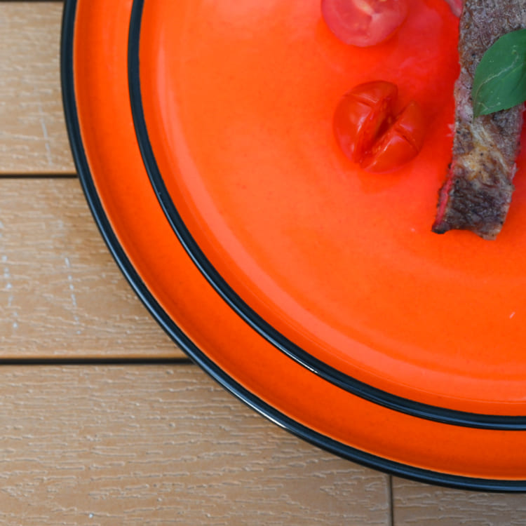 Sunset Charcoal Black and Orange Porcelain Plates (1)