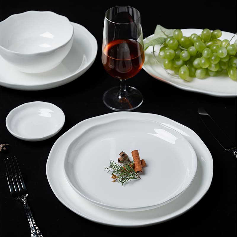 White Bone China Dinner Plate Bowls (1)