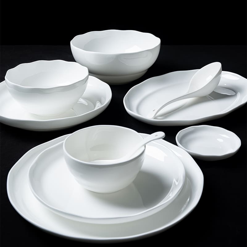 White Bone China Dinner Plate Bowls (3)