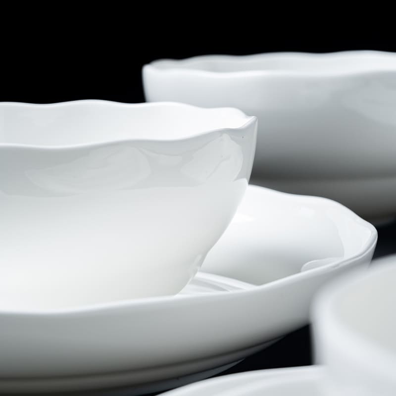 White Bone China Dinner Plate Bowls (4)