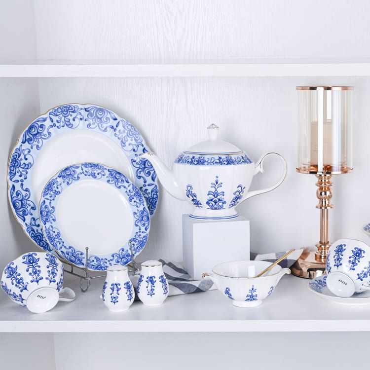 White Dishes with Blue Flowers (2)