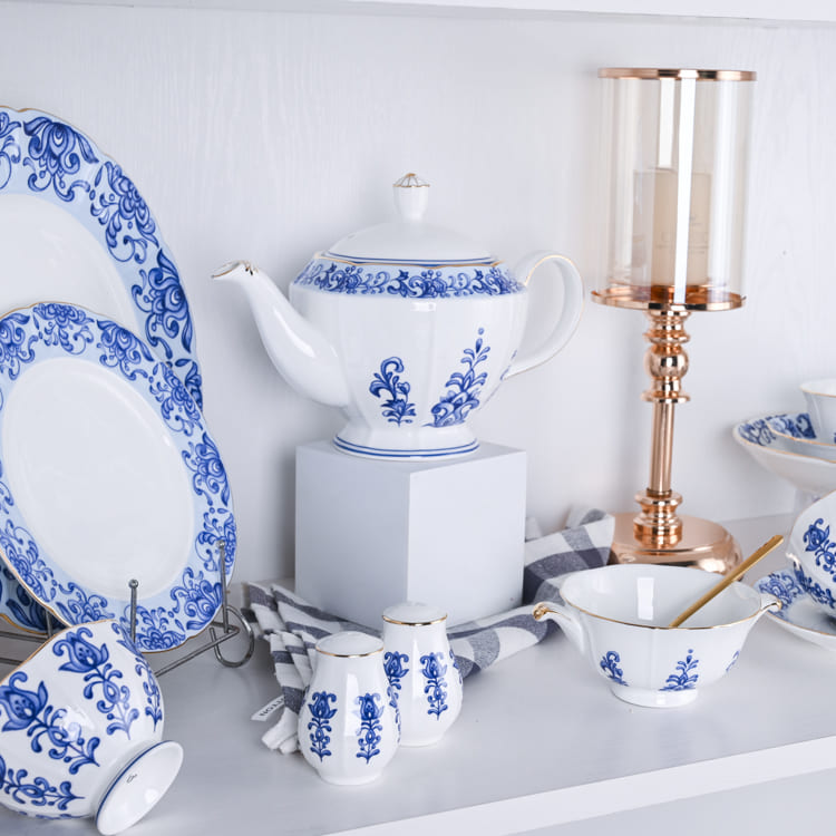 White Dishes with Blue Flowers (3)